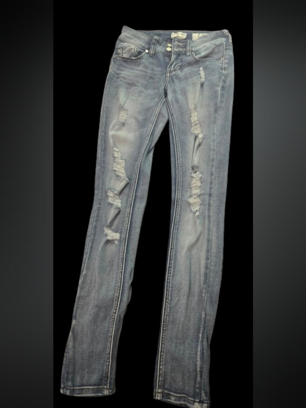 Womens Indigo Rein Distressed Light Blue Jeans
